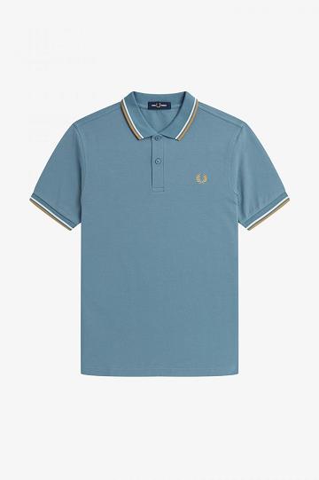 Grey Blue Fred Perry M3600 Men's Polo Shirts | PH 1396BEXC